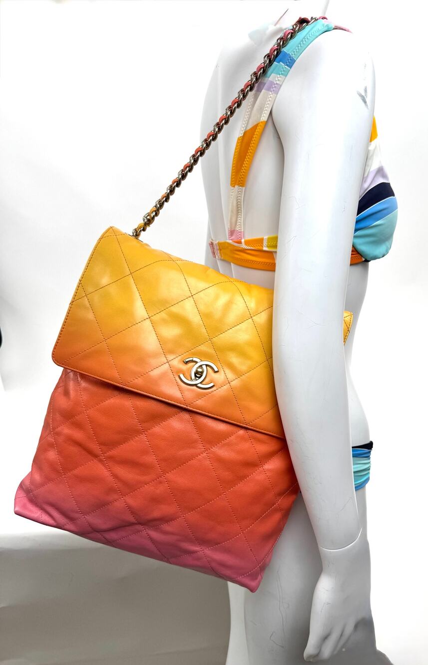 Chanel Large Degrade Flap Hobo Bag Cruise 2024 Collection Orange Pink & Yellow